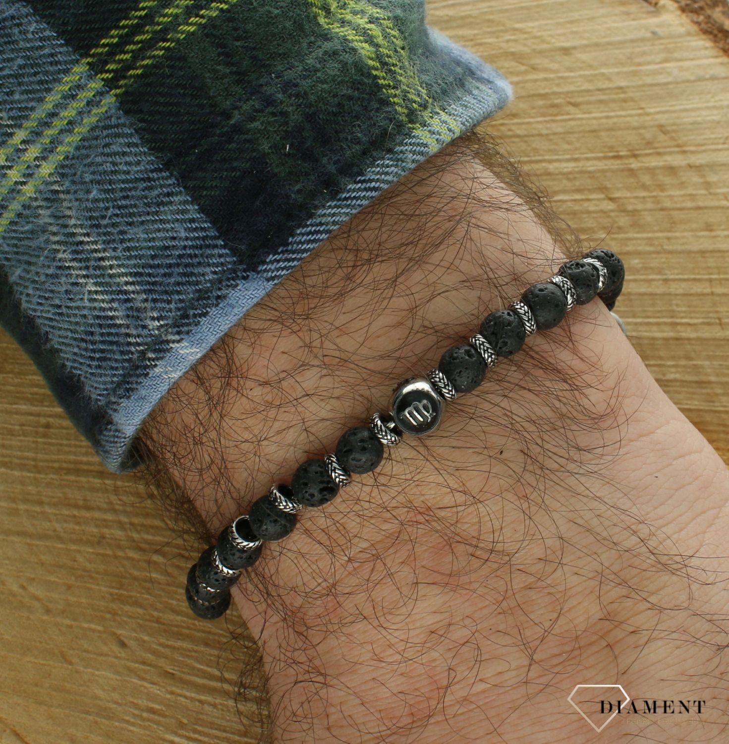 Bransoletka męska Lawa wulkaniczna i znak zodiaku Panna NOMINATION 027928 006.jpg